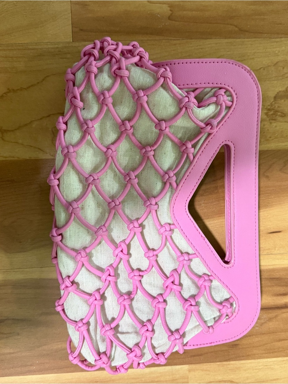 Pink Knotted Net Tote Clutch